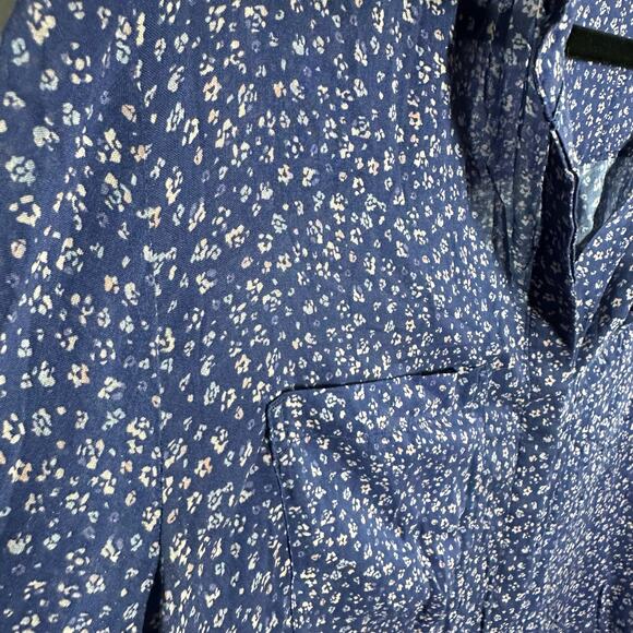 Cloth & Stone Women's Blue Micro Floral Button Up Blouse Size Small Spring - Picture 4 of 7